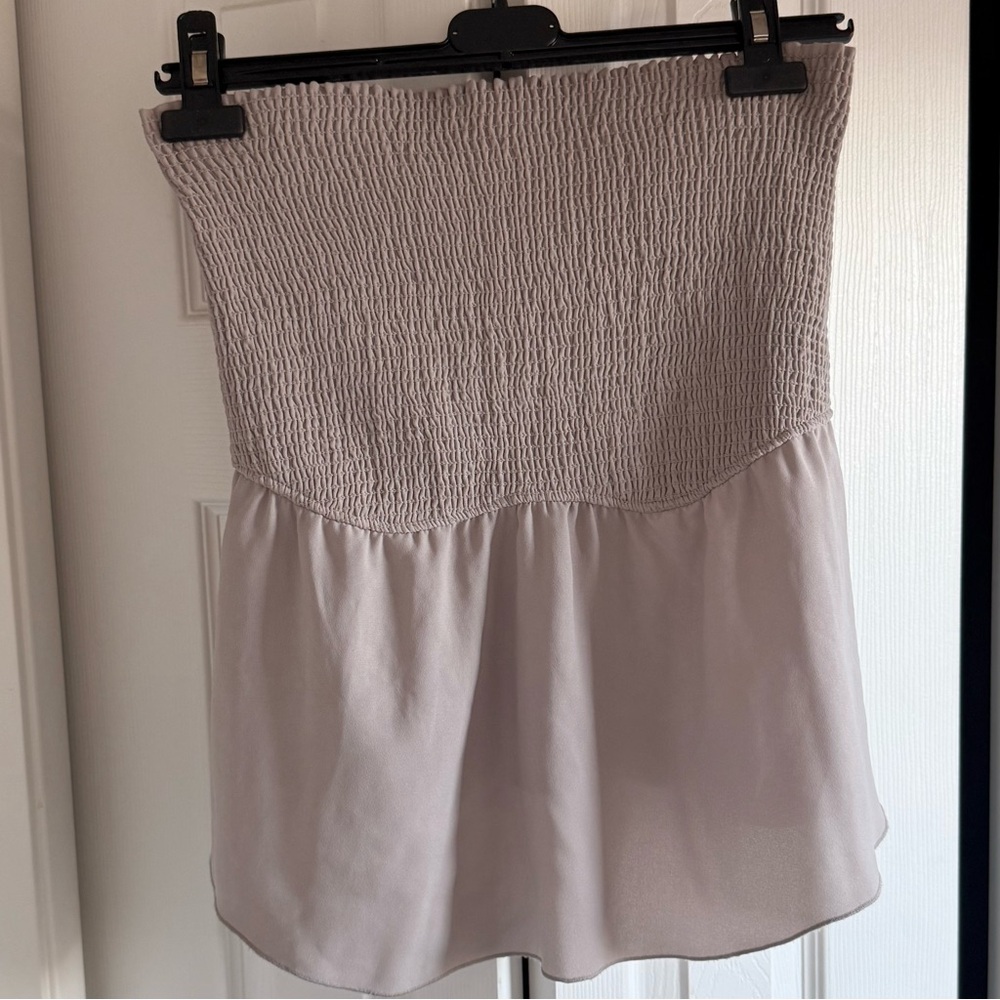 Aritzia Strapless Smocked Two-Tone Skirt - Taupe